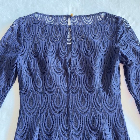 Lilly Pulitzer Hera Lace Dress True Navy Two Tone Feather Lace Size 0 - Picture 7 of 16